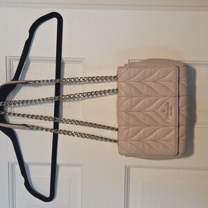Kate Spade Beige Quilted Crossbody Shoulder Convertible Bag with Chain Strap